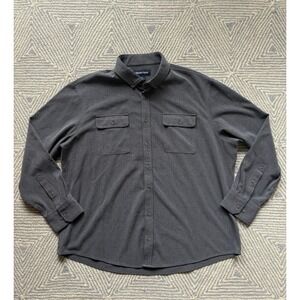 Mizzen + Main Long Sleeve Flannel‎ Material Button Shirt - Gray - XXL